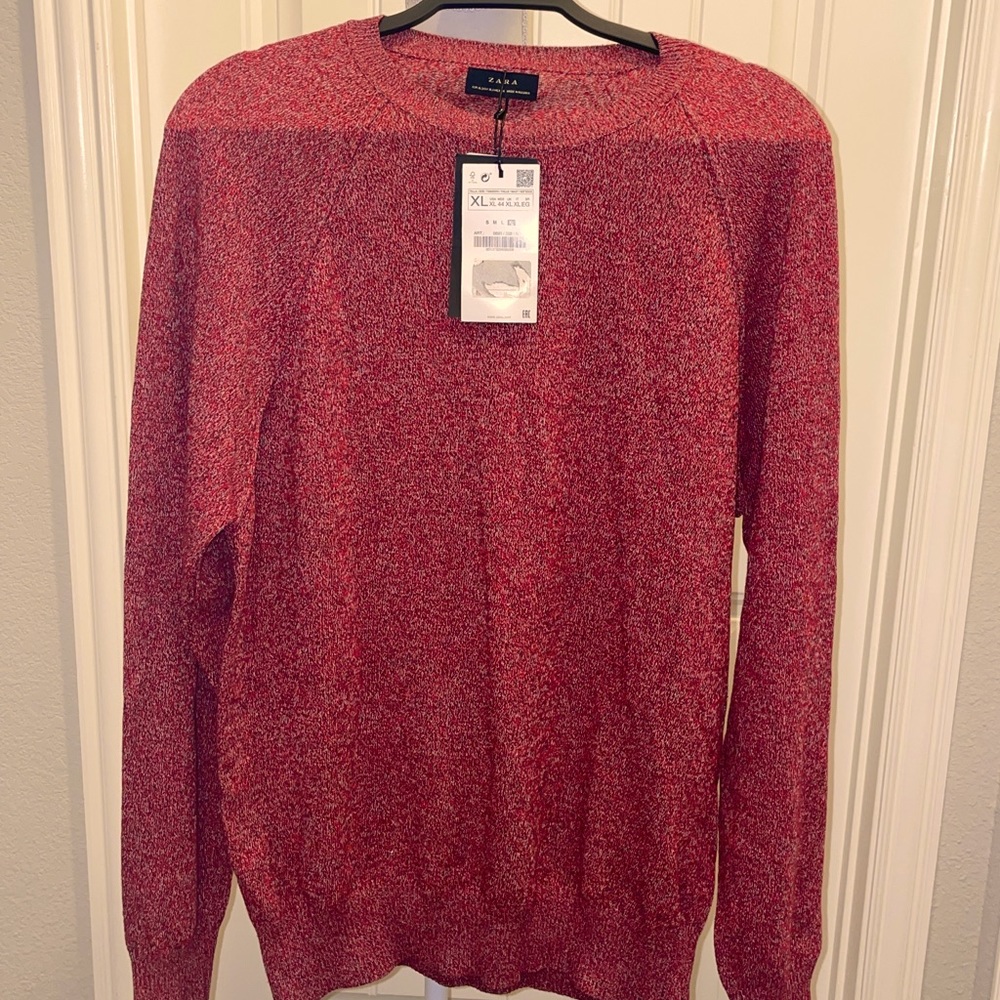 Zara Men’s (but can be unisex) Red&White sweater XL (Very Stretchy)